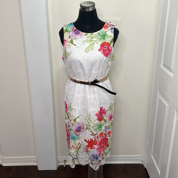 Cleo Unique Floral Sheath Dress Size 12 - Picture 15 of 16